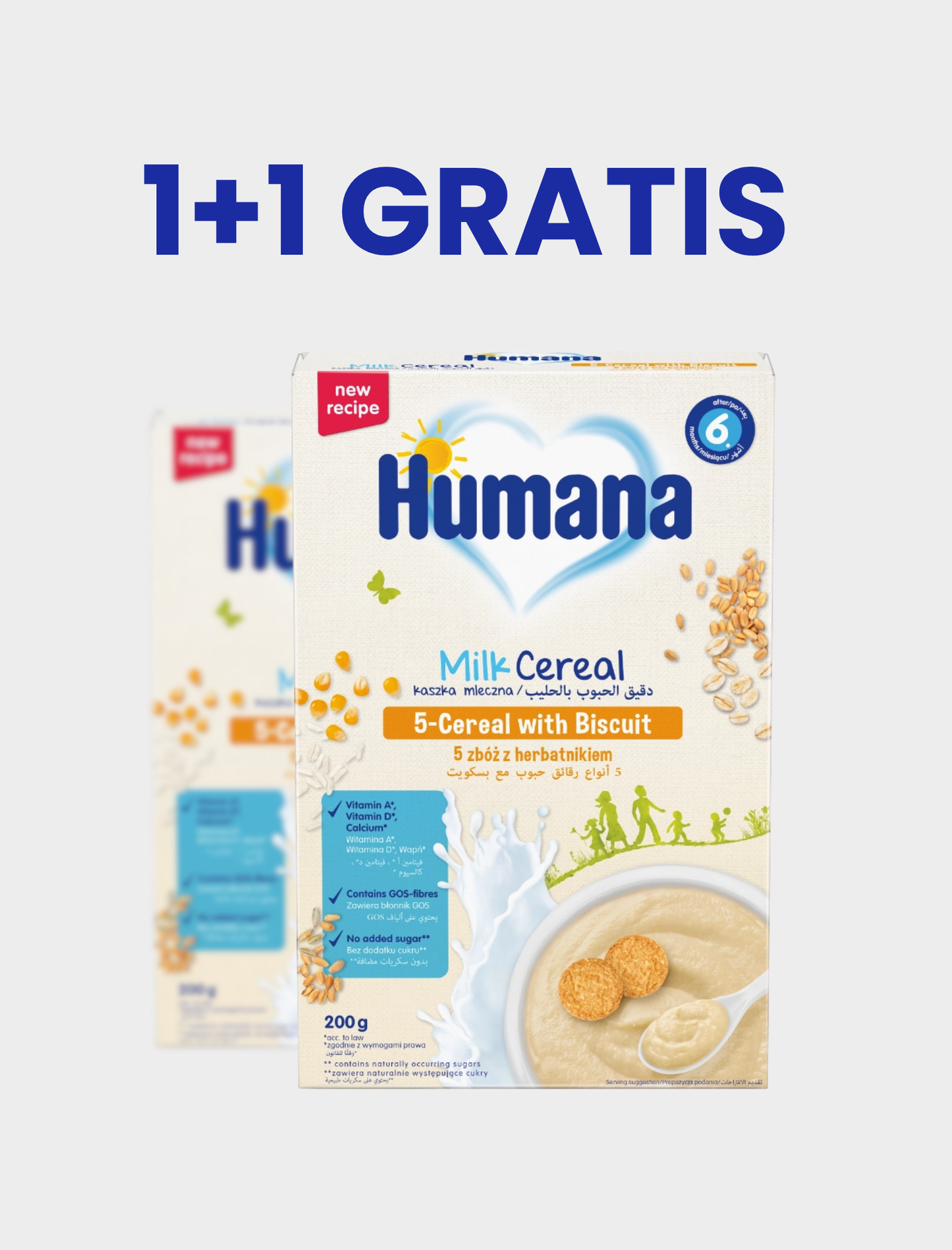 HUMANA MC 5-CEREALS with Biscuit 200g FS 1+1 GRATIS